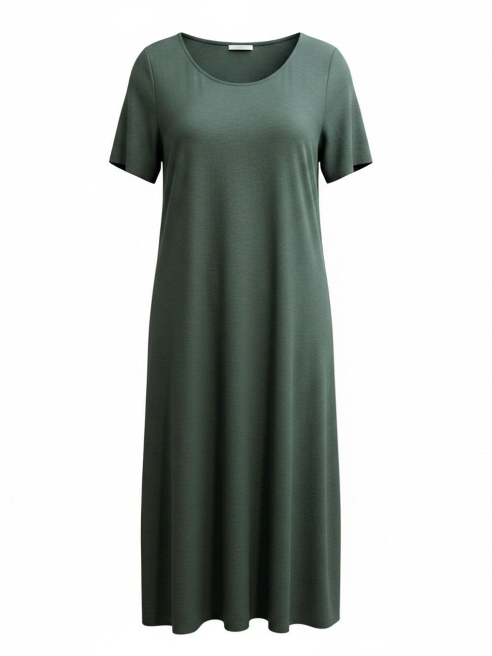 J. Jill Olive Green Short-Sleeve Scoop-Neck Midi Dress